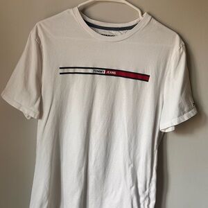 Tommy Hilfiger White Tee with Red and Blue Stripes
